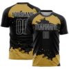 Black Old Gold White Camouflage Sublimation Soccer Uniform Jersey, Custom Team Soccer Jersey Shirt