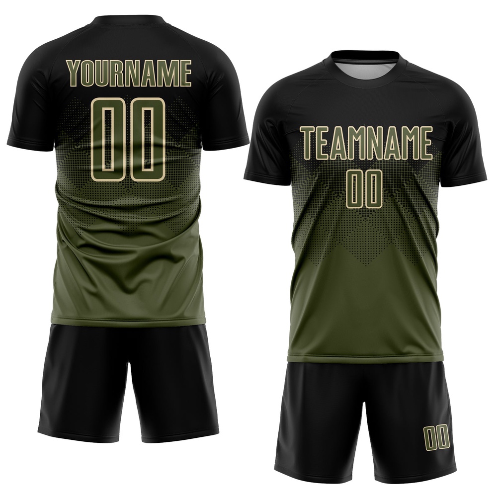 Black Olive Cream Sublimation Soccer Uniform Jersey, Custom Team Soccer Jersey Shirt