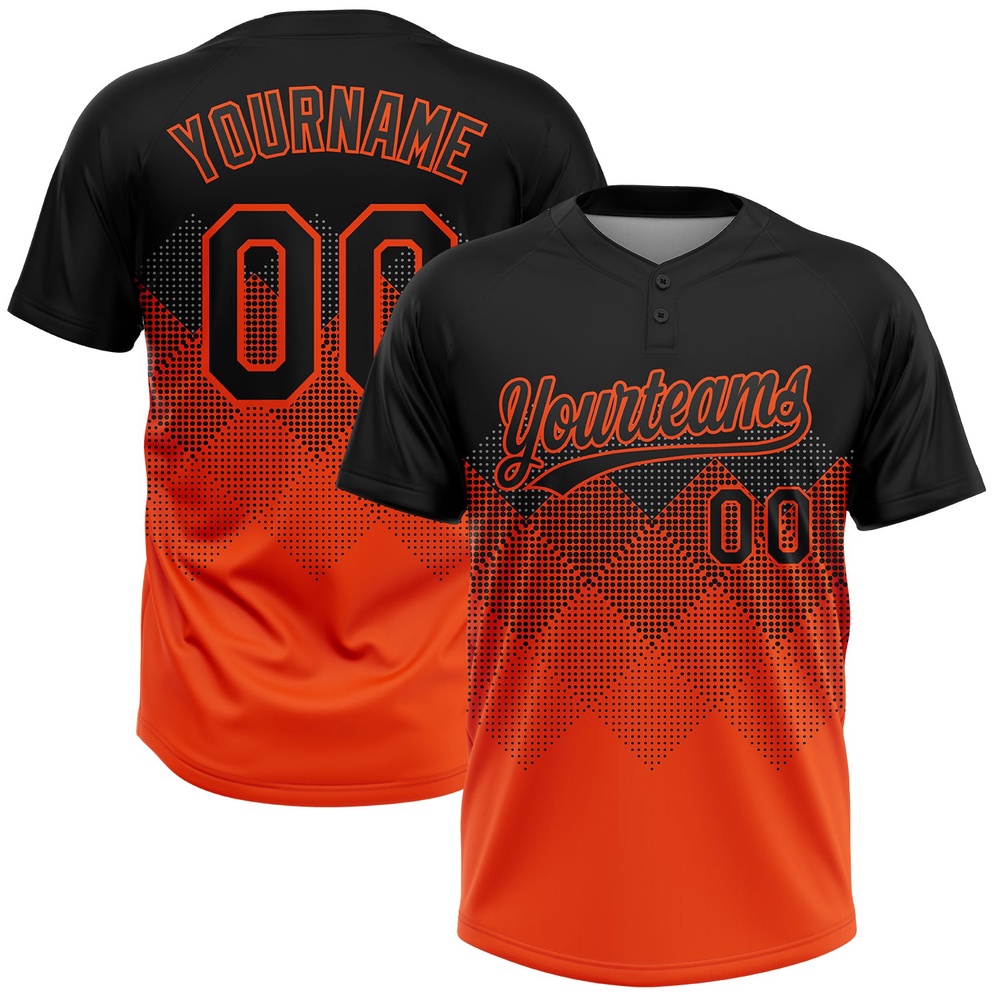 Black Orange 3D Pattern Gradient Square Shapes Two Button Unisex Softball Jersey, Custom Team Softball Jersey Black Orange 3D Pattern Gradient Square Shapes Two Button Unisex Softball Jersey, Custom Team Softball Jersey