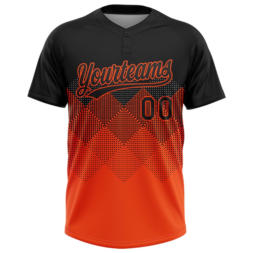 Black Orange 3D Pattern Gradient Square Shapes Two Button Unisex Softball Jersey, Custom Team Softball Jersey Black Orange 3D Pattern Gradient Square Shapes Two Button Unisex Softball Jersey, Custom Team Softball Jersey