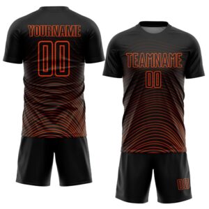 Black Orange Gradient Geometric Lines Sublimation Soccer&hellip;