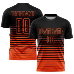 Black Orange Pinstripe Fade Fashion Sublimation Soccer&hellip;