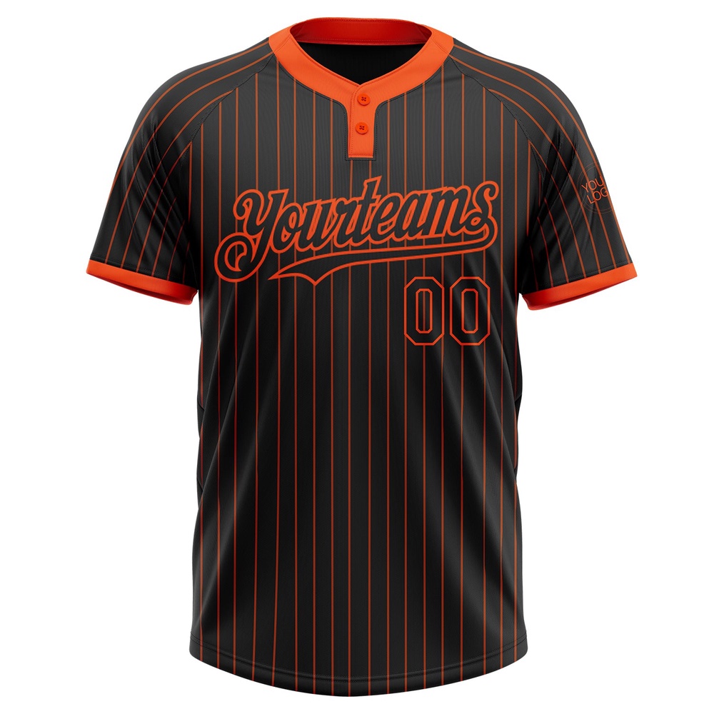 Black Orange Pinstripe Orange Two Button Unisex Softball Jersey, Custom Team Softball Jersey Black Orange Pinstripe Orange Two Button Unisex Softball Jersey, Custom Team Softball Jersey