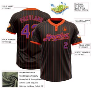 Black Orange Pinstripe Purple Two Button Unisex Softball Jersey Custom Team Softball Jersey 3 zzprv3.jpg