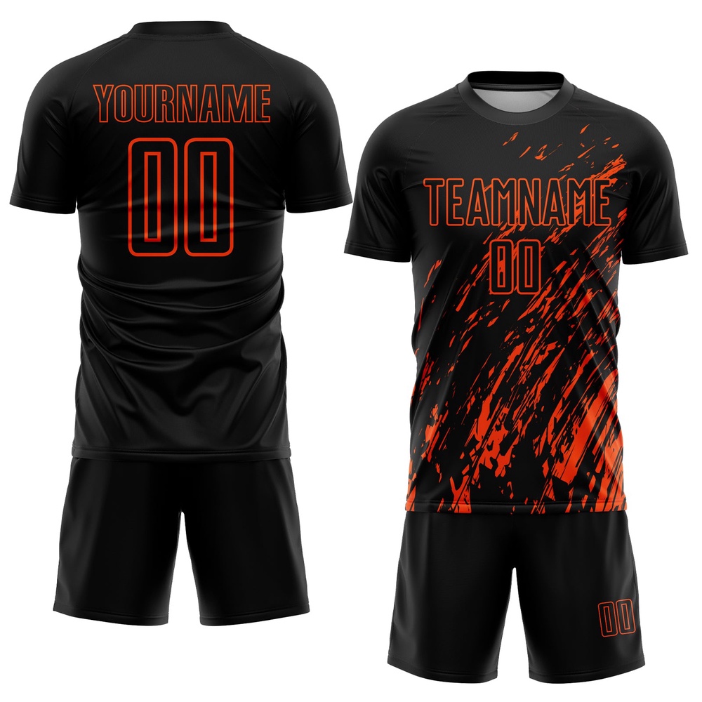 Black Orange Sublimation Soccer Uniform Jersey, Custom Team Soccer Jersey Shirt