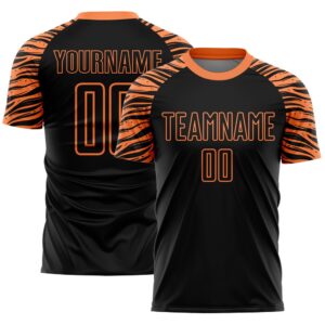 Black Orange Tiger Stripes Sublimation Soccer Uniform&hellip;