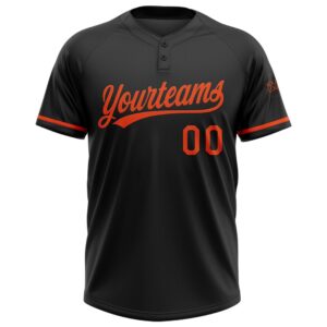Black Orange Two Button Unisex Softball Jersey,&hellip;