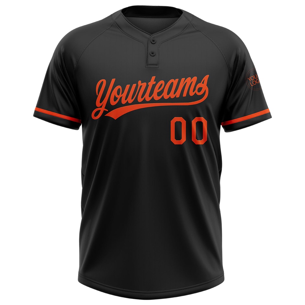 Black Orange Two Button Unisex Softball Jersey, Custom Team Softball Jersey Black Orange Two Button Unisex Softball Jersey, Custom Team Softball Jersey