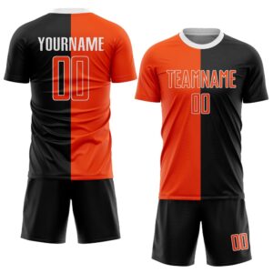 Black Orange White Sublimation Split Fashion Soccer&hellip;