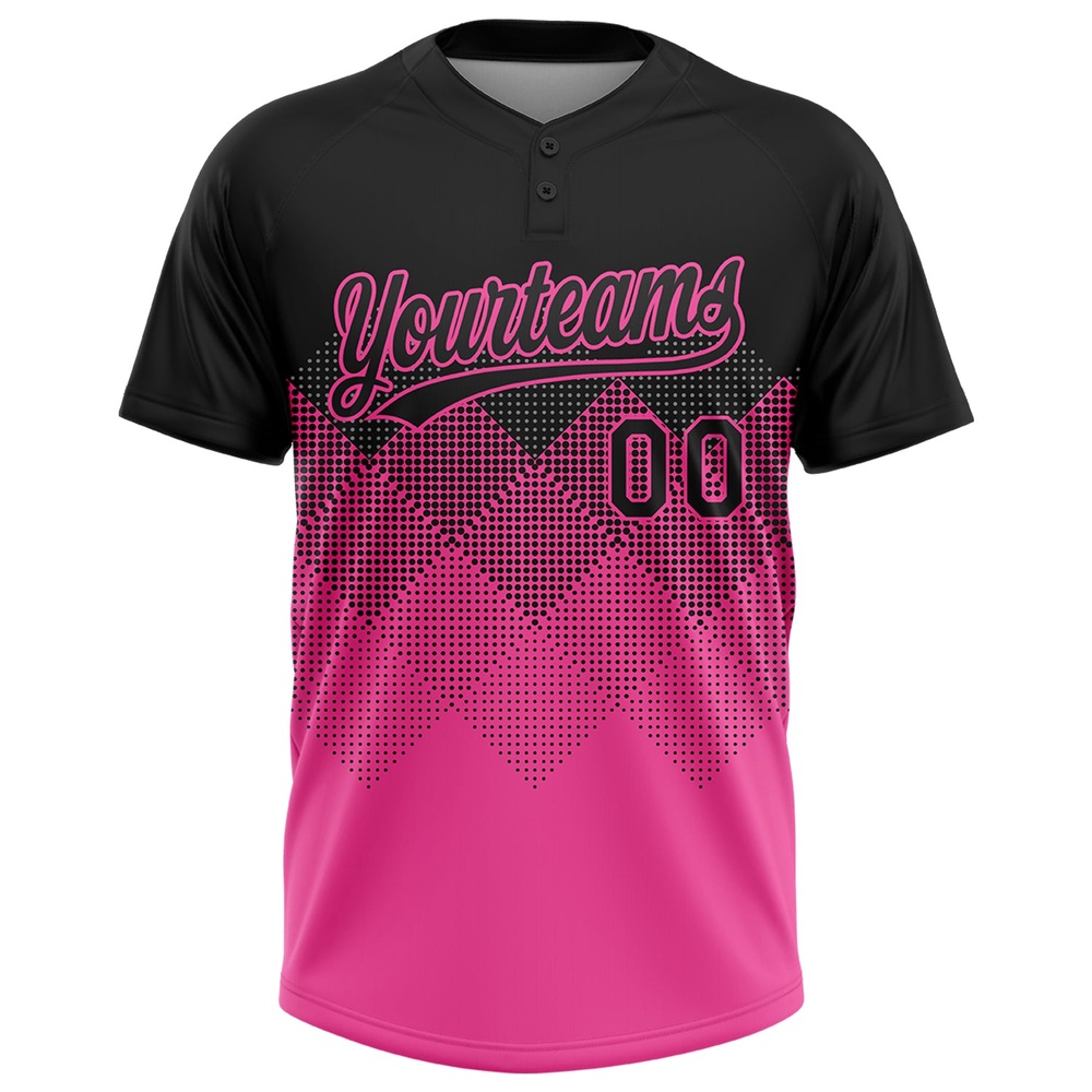 Black Pink 3D Pattern Gradient Square Shapes Two Button Unisex Softball Jersey, Custom Team Softball Jersey Black Pink 3D Pattern Gradient Square Shapes Two Button Unisex Softball Jersey, Custom Team Softball Jersey