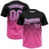 Black Pink Light Blue Gradient Fashion Two Button Unisex Softball Jersey, Custom Team Softball Jersey Black Pink Light Blue Gradient Fashion Two Button Unisex Softball Jersey, Custom Team Softball Jersey