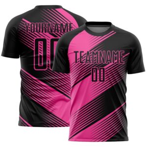Black Pink Line Sublimation Soccer Uniform Jersey,&hellip;