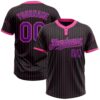 Black Pink Pinstripe Neon Green Two Button Unisex Softball Jersey, Custom Team Softball Jersey