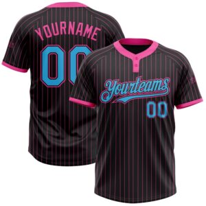 Black Pink Pinstripe Sky Blue Two Button&hellip;