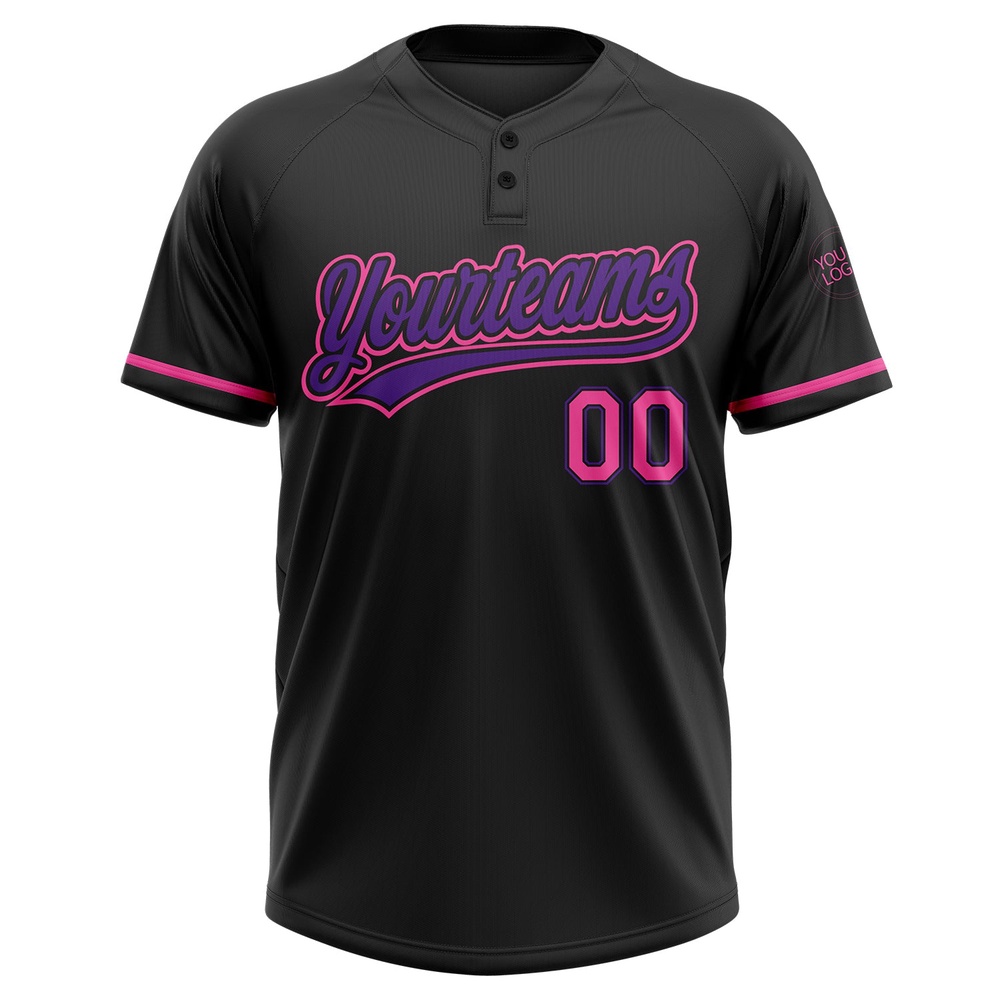 Black Pink Purple Two Button Unisex Softball Jersey, Custom Team Softball Jersey Black Pink Purple Two Button Unisex Softball Jersey, Custom Team Softball Jersey