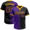 Black Purple Gold 3D Pattern Gradient Square Shapes Two Button Unisex Softball Jersey, Custom Team Softball Jersey