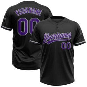 Black Purple Gray Two Button Unisex Softball&hellip;