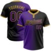 Black Purple Old Gold Two Button Unisex Softball Jersey, Custom Team Softball Jersey