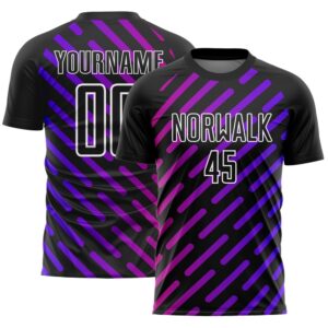 Black Purple Pink Lines Sublimation Soccer Uniform&hellip;