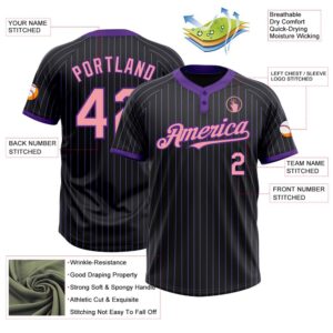 Black Purple Pinstripe Medium Pink Two Button Unisex Softball Jersey Custom Team Softball Jersey 3 dknlov.jpg