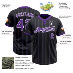 Black Purple Pinstripe White Two Button Unisex Softball Jersey Custom Team Softball Jersey 3 ftv16w.jpg