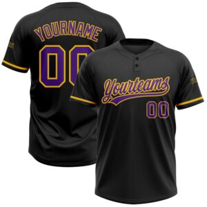 Black Purple Yellow Two Button Unisex Softball&hellip;