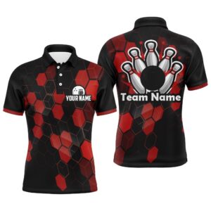 Black&Red Bowling Polo Shirt Men Bowling Team&hellip;