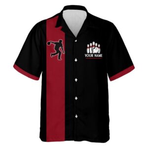 Black&Red Bowling Shirt For Men & Women, Custom Team Bowling Hawaiian Shirt