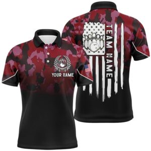 Black Red Camo Mens Polo Bowling Shirts&hellip;