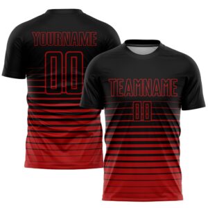 Black Red Pinstripe Fade Fashion Sublimation Soccer&hellip;