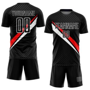 Black Red White Diagonal Lines Sublimation Soccer&hellip;