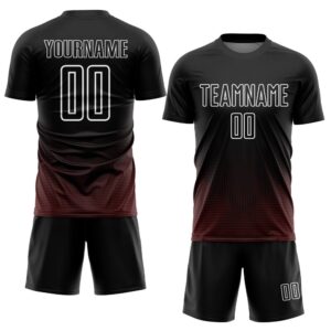 Black Red White Geometric Lines Sublimation Soccer&hellip;