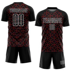 Black Red White Geometric Shapes Sublimation Soccer&hellip;