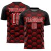 Black Red White Lightning Sublimation Soccer Uniform Jersey, Custom Team Soccer Jersey Shirt Black Red White Lightning Sublimation Soccer Uniform Jersey, Custom Team Soccer Jersey Shirt