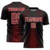 Black Red White Pinstripe Sublimation Soccer Uniform Jersey, Custom Team Soccer Jersey Shirt