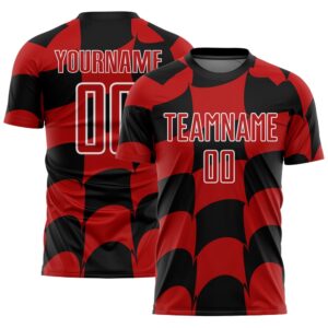 Black Red White Plaid Sublimation Soccer Uniform&hellip;
