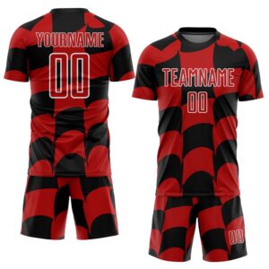 Black Red White Plaid Sublimation Soccer Uniform&hellip;