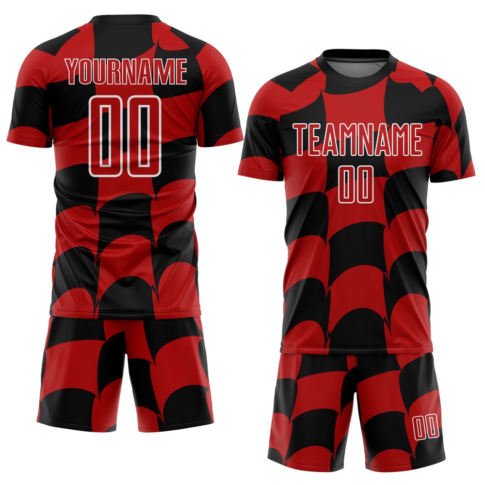Black Red White Plaid Sublimation Soccer Uniform Jersey, Custom Team Soccer Jersey Shirt Black Red White Plaid Sublimation Soccer Uniform Jersey, Custom Team Soccer Jersey Shirt