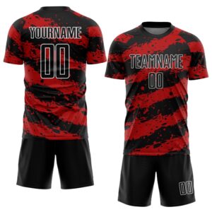 Black Red White Splash Sublimation Soccer Uniform&hellip;