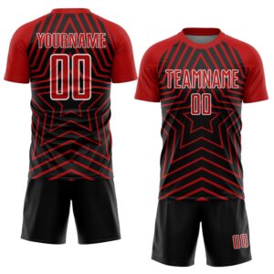 Black Red White Stars Sublimation Soccer Uniform&hellip;