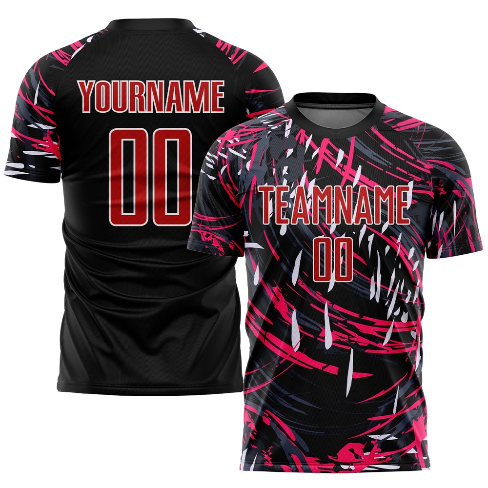Black Red White Sublimation Soccer Uniform Jersey, Custom Team Soccer Jersey Shirt Black Red White Sublimation Soccer Uniform Jersey, Custom Team Soccer Jersey Shirt