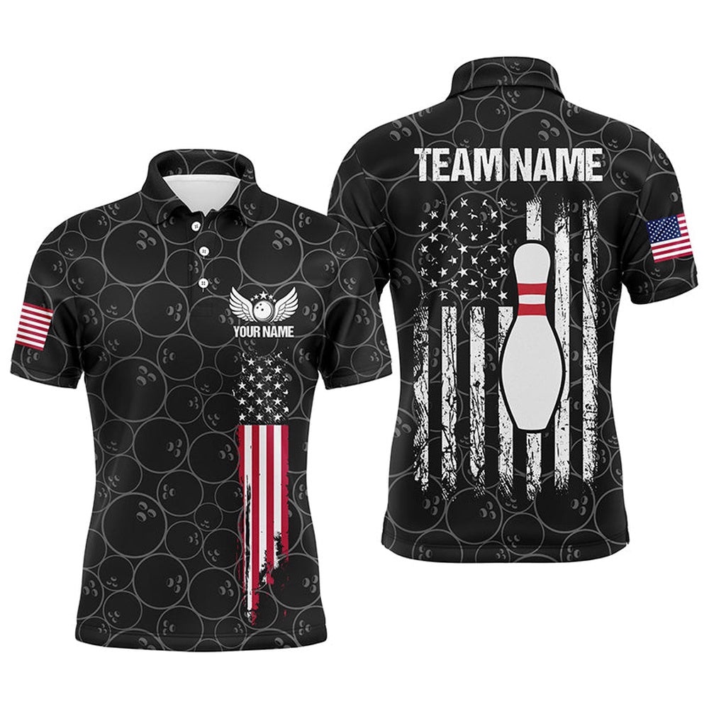 Black Retro Mens Bowling Polo Shirts Custom Vintage Camo American Flag Team Ladies Bowlers Polo Shirt, Personalized Bowling Team Shirt Black Retro Mens Bowling Polo Shirts Custom Vintage Camo American Flag Team Ladies Bowlers Polo Shirt, Personalized Bowling Team Shirt