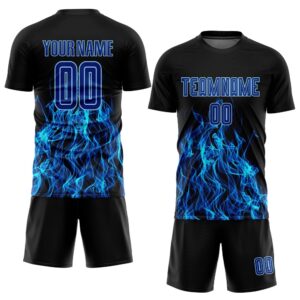 Black Royal Light Blue Flame Sublimation Soccer&hellip;