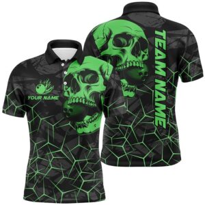 Black Skull Camo Bowling Shirt For Men&hellip;