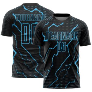 Black Sky Blue Lightning Sublimation Soccer Uniform&hellip;