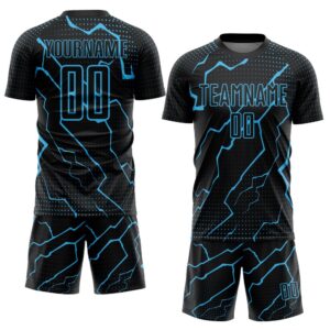 Black Sky Blue Lightning Sublimation Soccer Uniform&hellip;