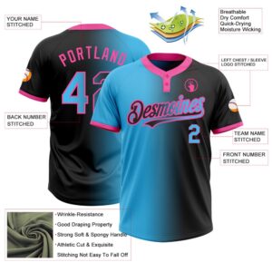 Black Sky Blue Pink Gradient Fashion Two Button Unisex Softball Jersey Custom Team Softball Jersey 3 kfh3d4.jpg