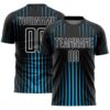 Black Sky Blue White Line Sublimation Soccer Uniform Jersey, Custom Team Soccer Jersey Shirt Black Sky Blue White Line Sublimation Soccer Uniform Jersey, Custom Team Soccer Jersey Shirt