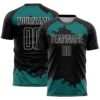 Black Teal Sublimation Soccer Uniform Jersey, Custom Team Soccer Jersey Shirt Black Teal Sublimation Soccer Uniform Jersey, Custom Team Soccer Jersey Shirt
