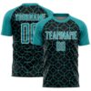 Black Teal White Abstract Fragment Art Sublimation Soccer Uniform Jersey, Custom Team Soccer Jersey Shirt